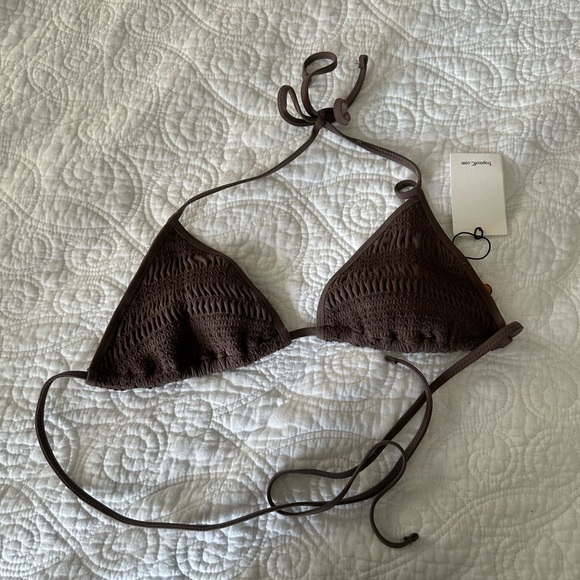 Brown Crochet Bikini Top - Picture 1 of 1